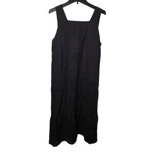 United Colors of Benetton black Linen maxi dress sz M cottagecore Lagenlook